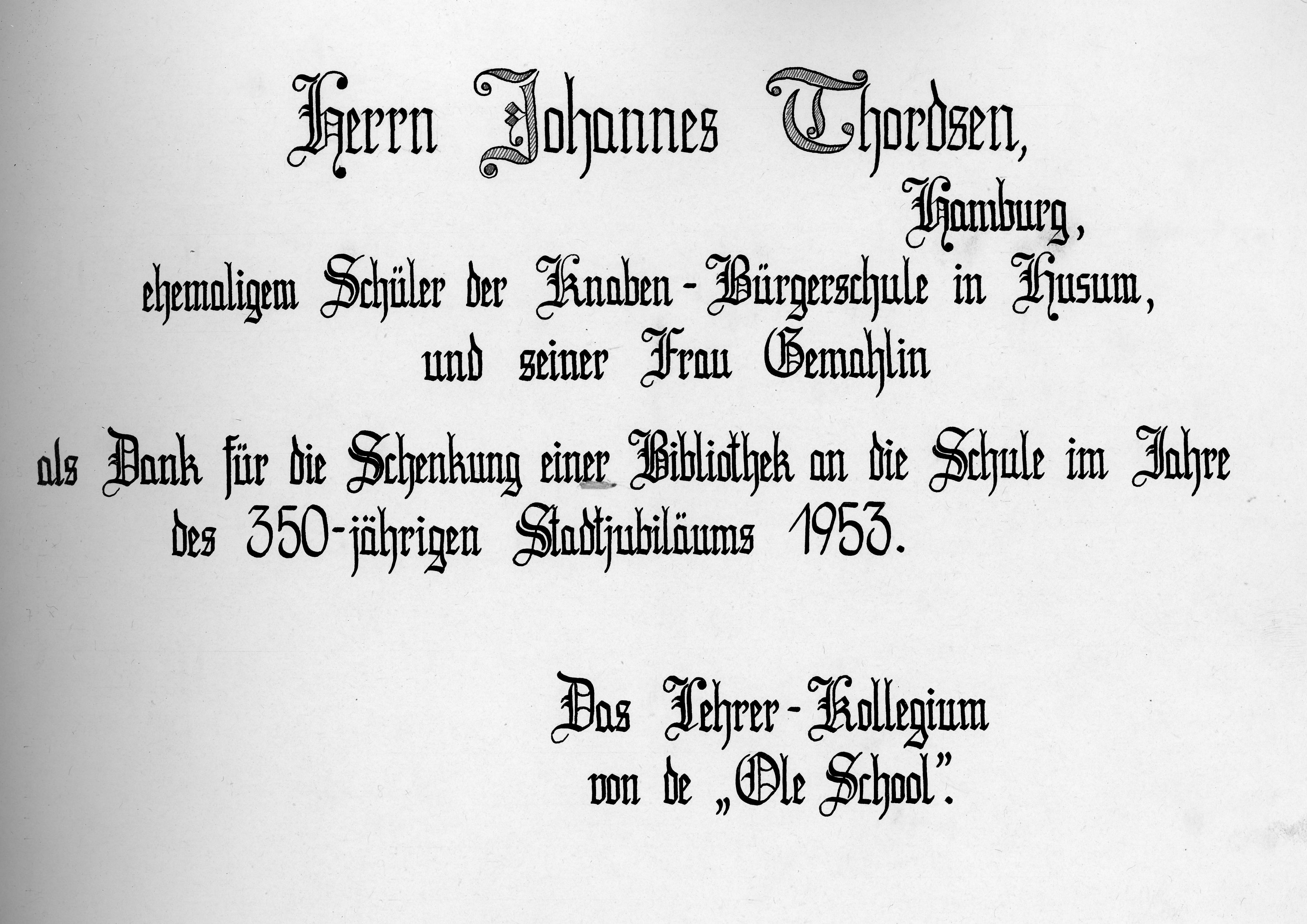 Stiftung der Bibliothek an die Bürgerschule